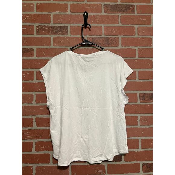 DKNY Short Sleeve White Studded Top - L - Picture 6 of 6